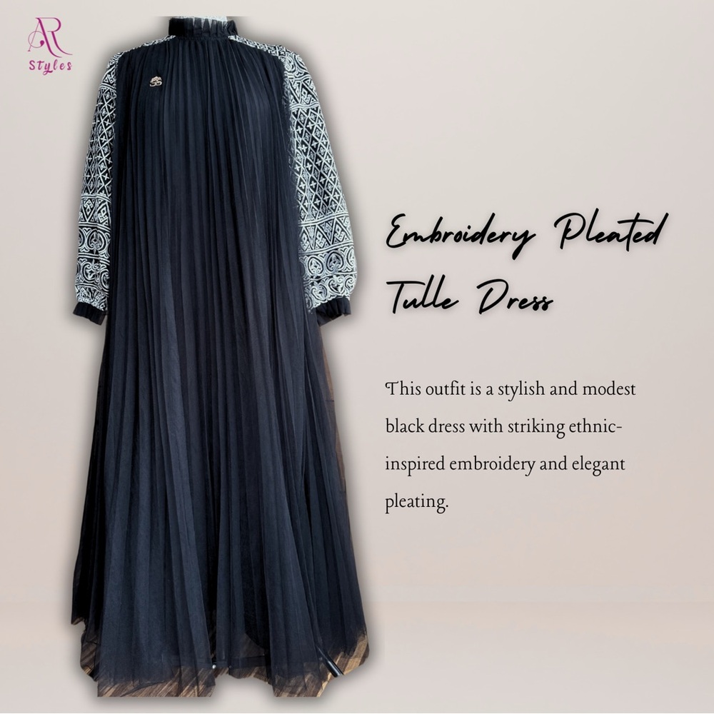 NWT Embroidery Pleated Tulle Dress